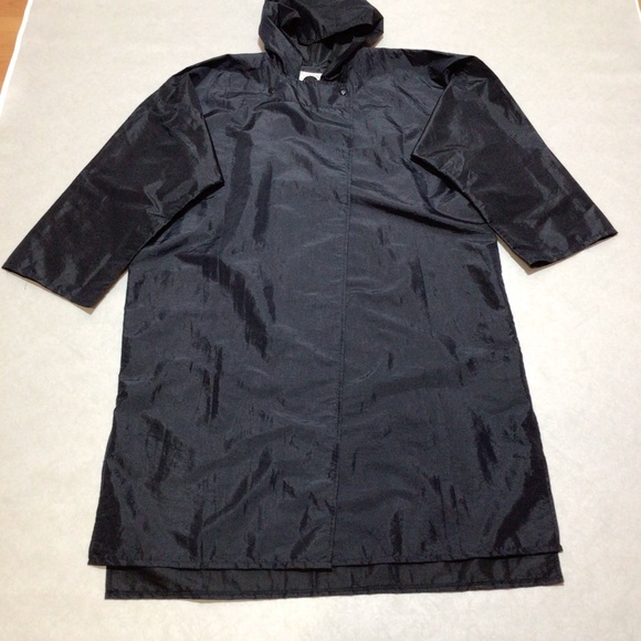 Totes Rainwear Black Long Sleeve Hooded Rain Coat, One Size, Unisex - Picture 1 of 11